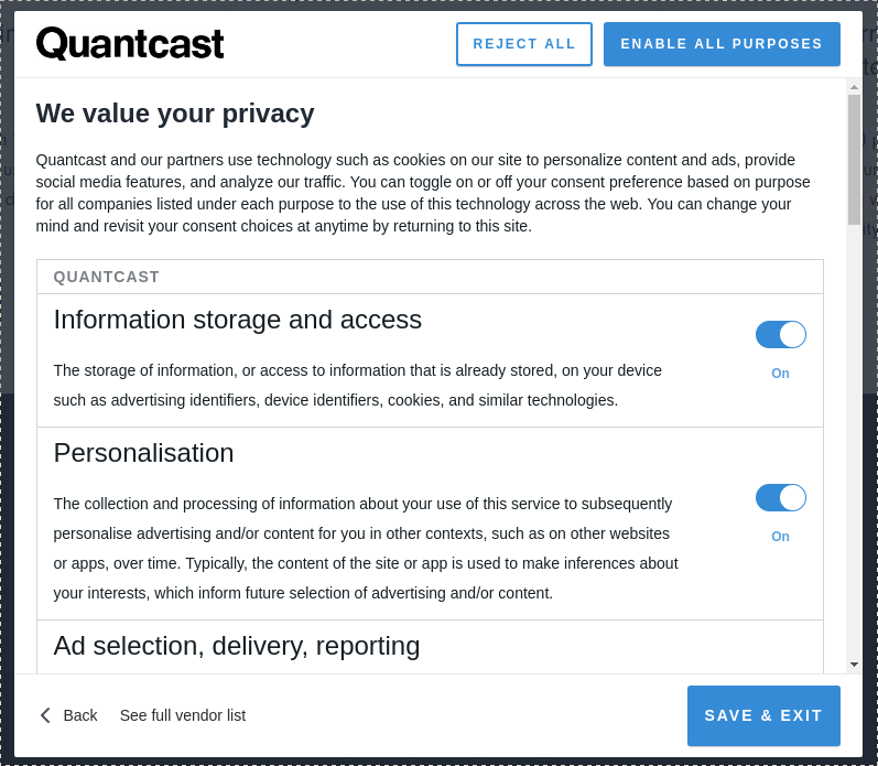 quantcast-consent-screen